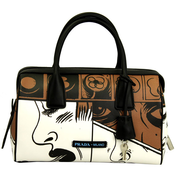 Prada Comic Print Leather 2WAY Hand Shoulder Bag Brown Pink - Picture 3 of 10